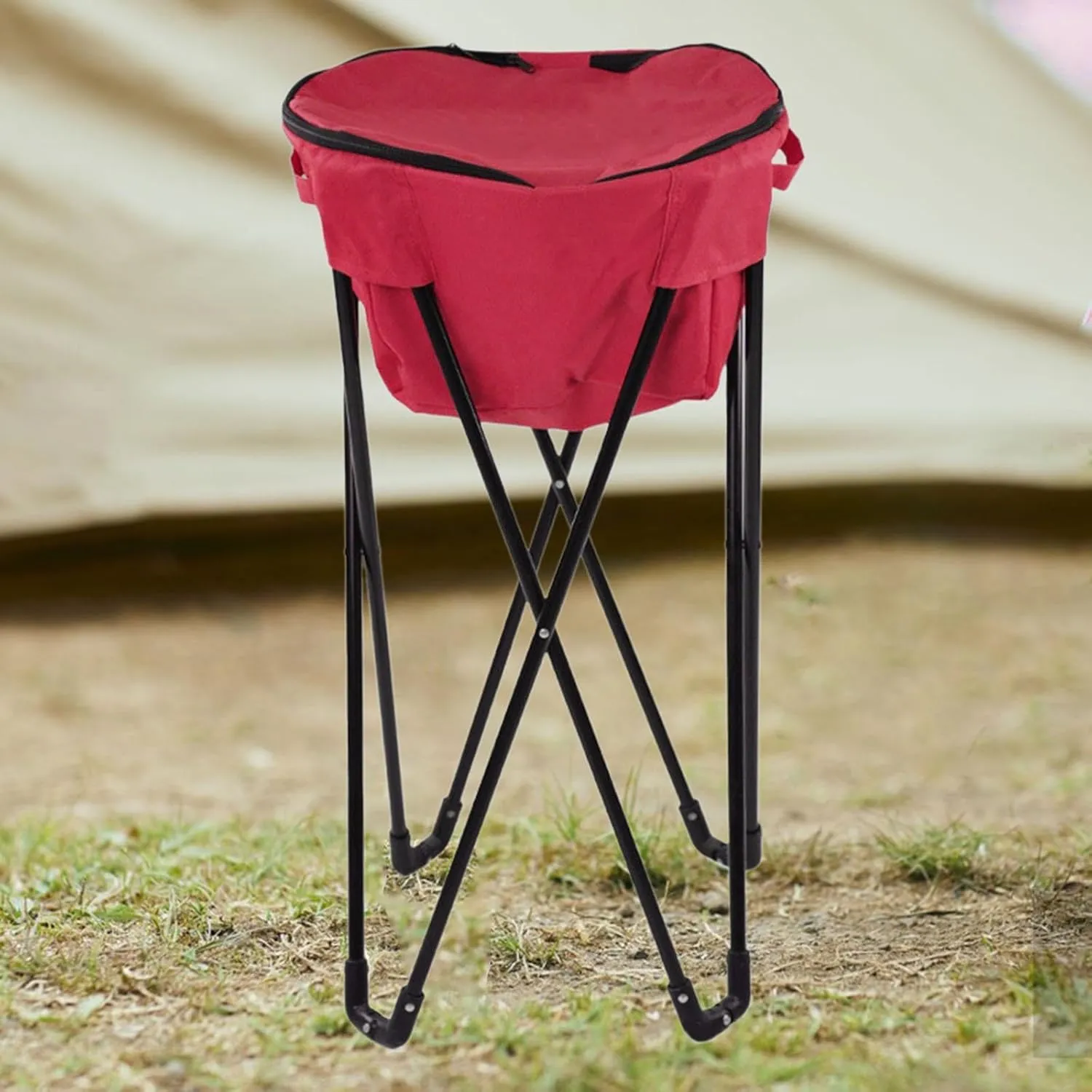 Cooler with Stand Standing Ice Cooler Outdoor Beach Steel Pipe Frame Folding Party Leakproof Camping Water Bucket with Stand