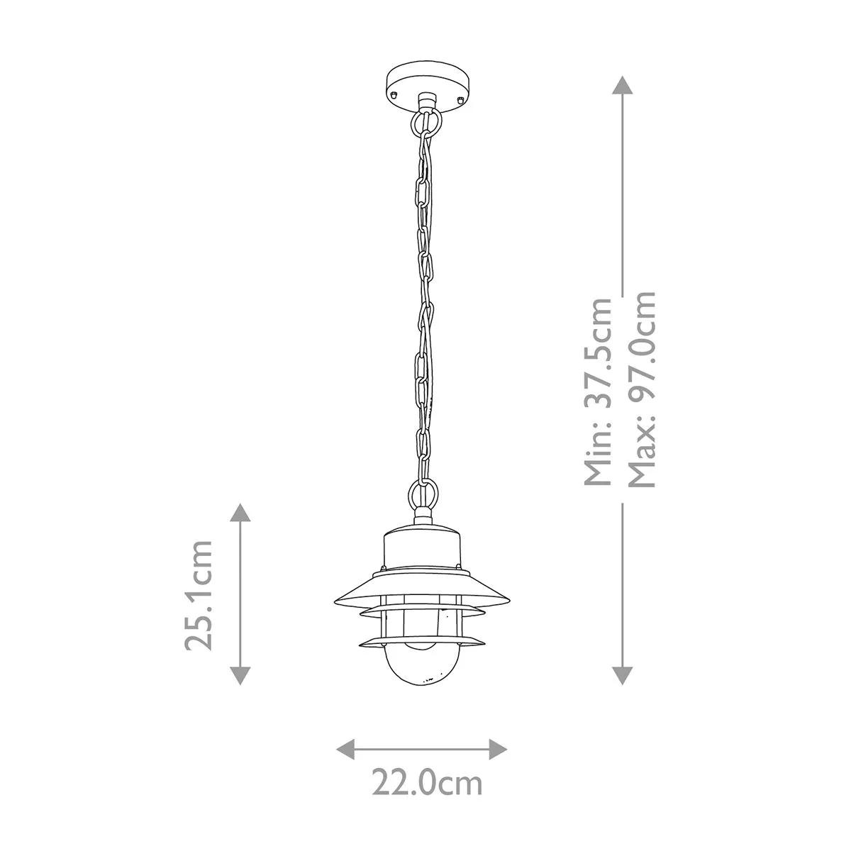 Copenhagen 1 Light Chain Lantern | Silver