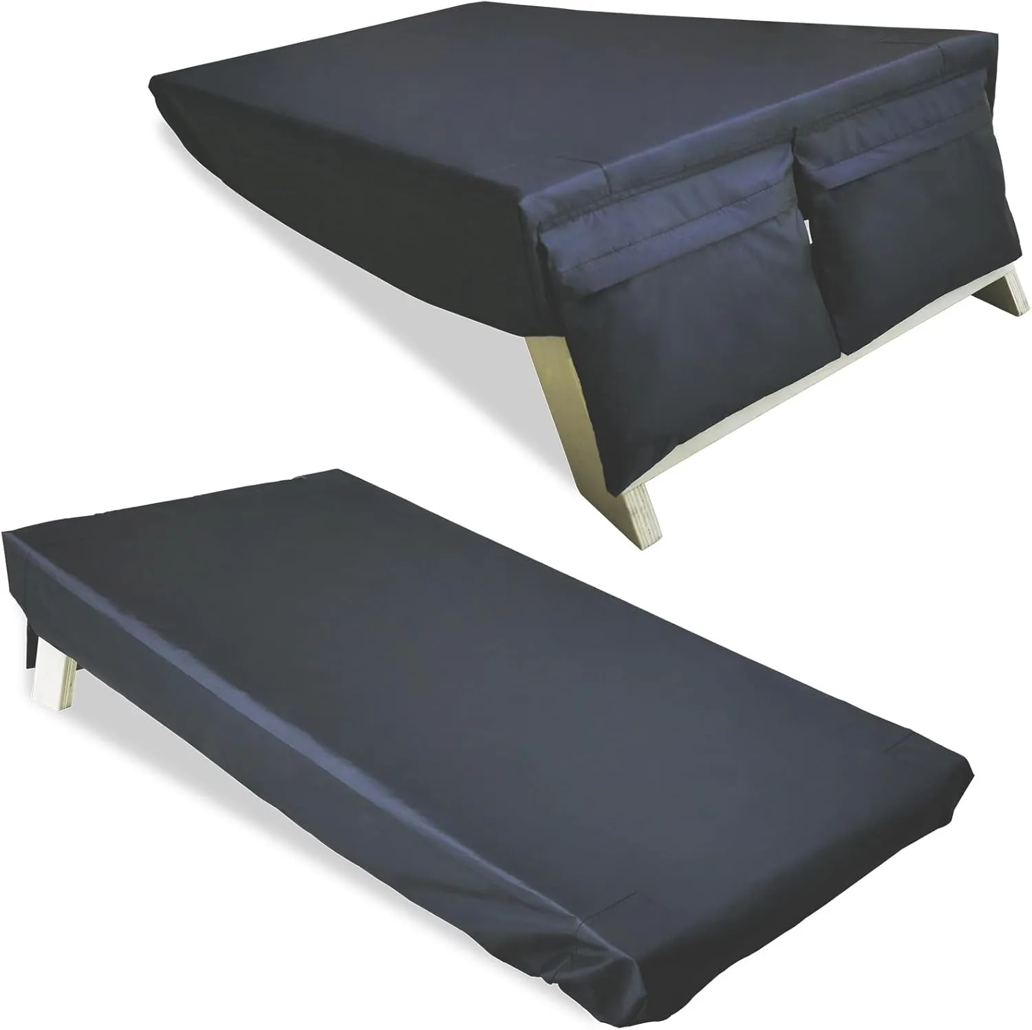 Cornhole Covers, Set of 2, for 4' x 2' Boards, with Bag for Storing Cornhole Bags, Waterproof & UV Resistant, Black