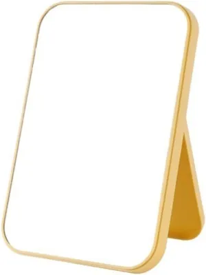 Cosmetic Mirror Desktop Stand Clear Vanity Mirror Dormitory Students Carry Portable Folding Mirror Home Makeup Mirror Dressing Table Mirror (Color : Beige) (Yellow)