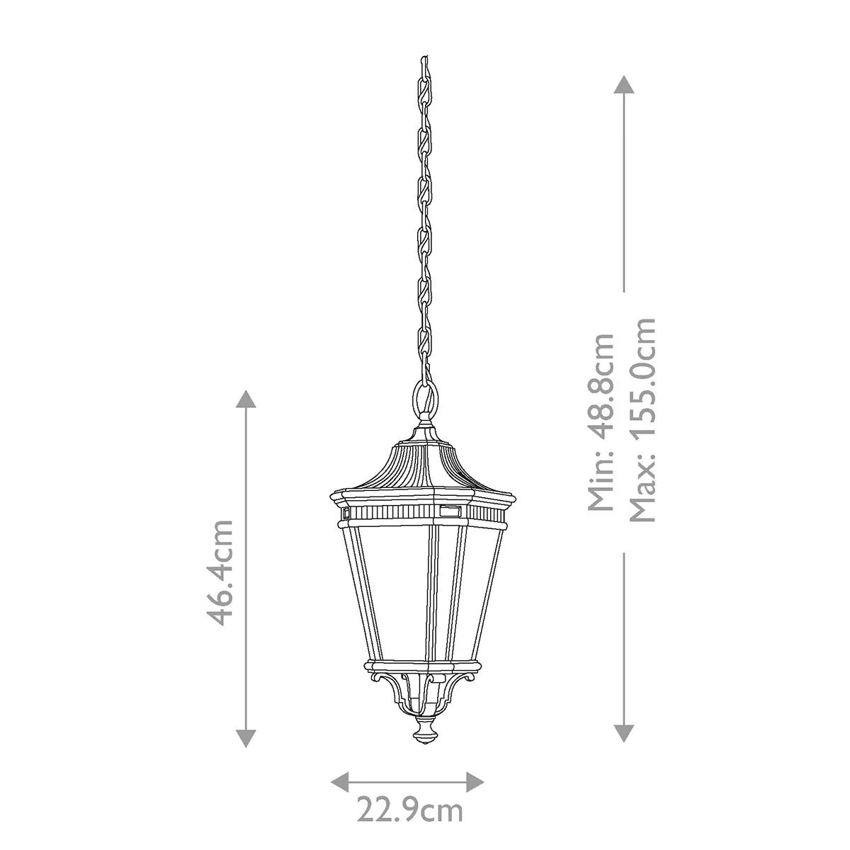 Cotswold Lane 2 Light Medium Chain Lantern | Black
