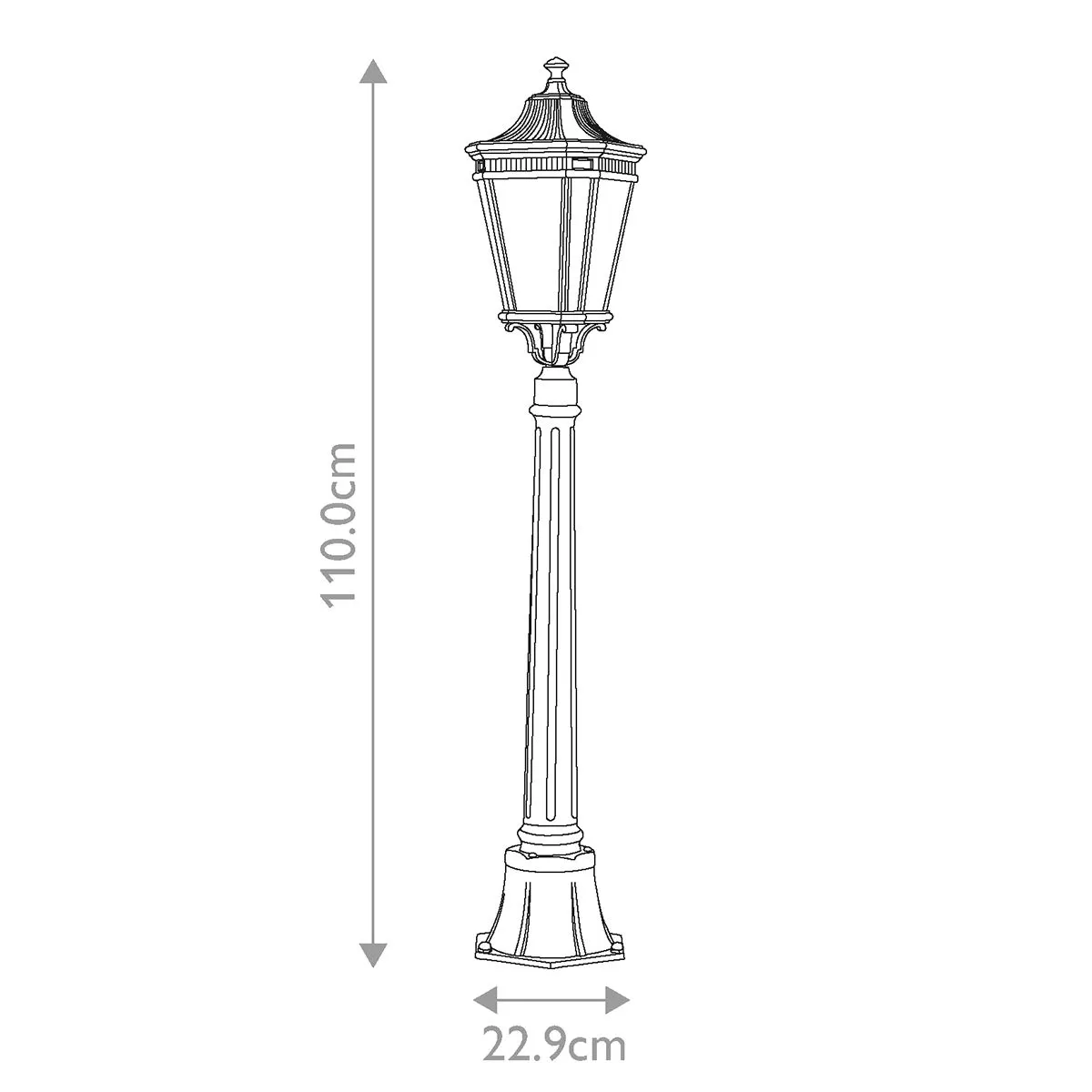 Cotswold Lane 2 Light Medium Pillar | Black