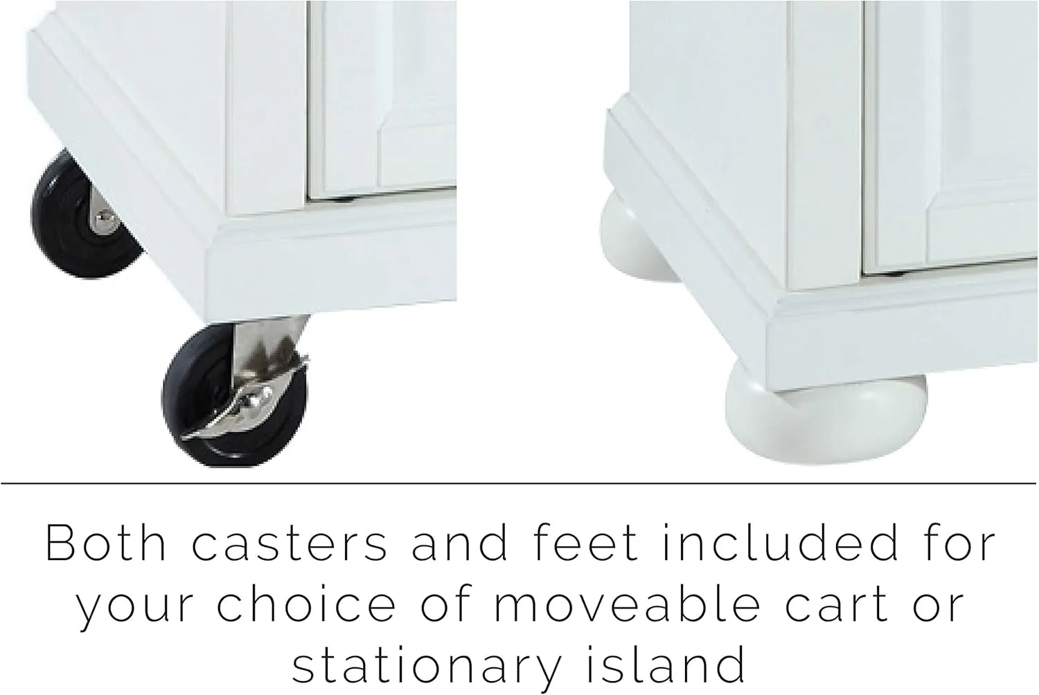 Crosley Furniture Alexandria Stone Top Small Portable Rolling Kitchen Island Storage Cart, Microwave Stand, White