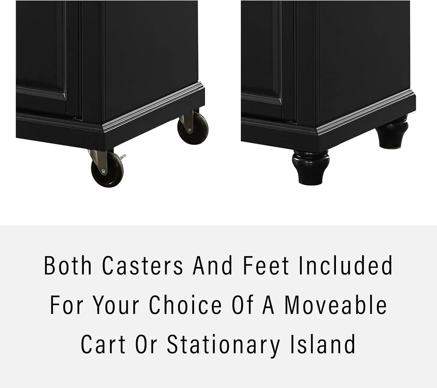 Crosley Furniture Cambridge Wood Top Small Portable Rolling Kitchen Island Storage Cart, Microwave Stand, Black