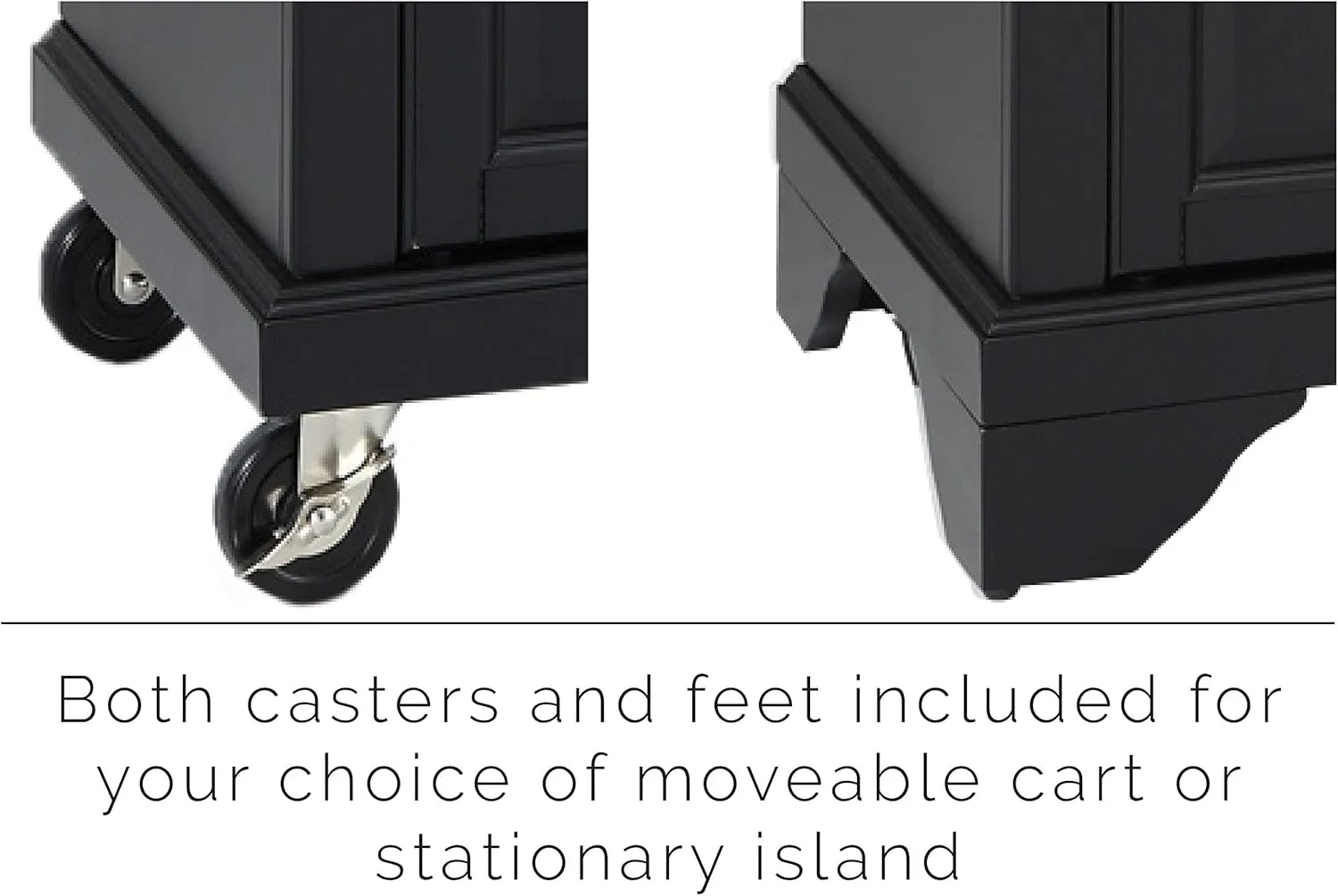Crosley Furniture Lafayette Stone Top Small Portable Rolling Kitchen Island Storage Cart, Microwave Stand, Black