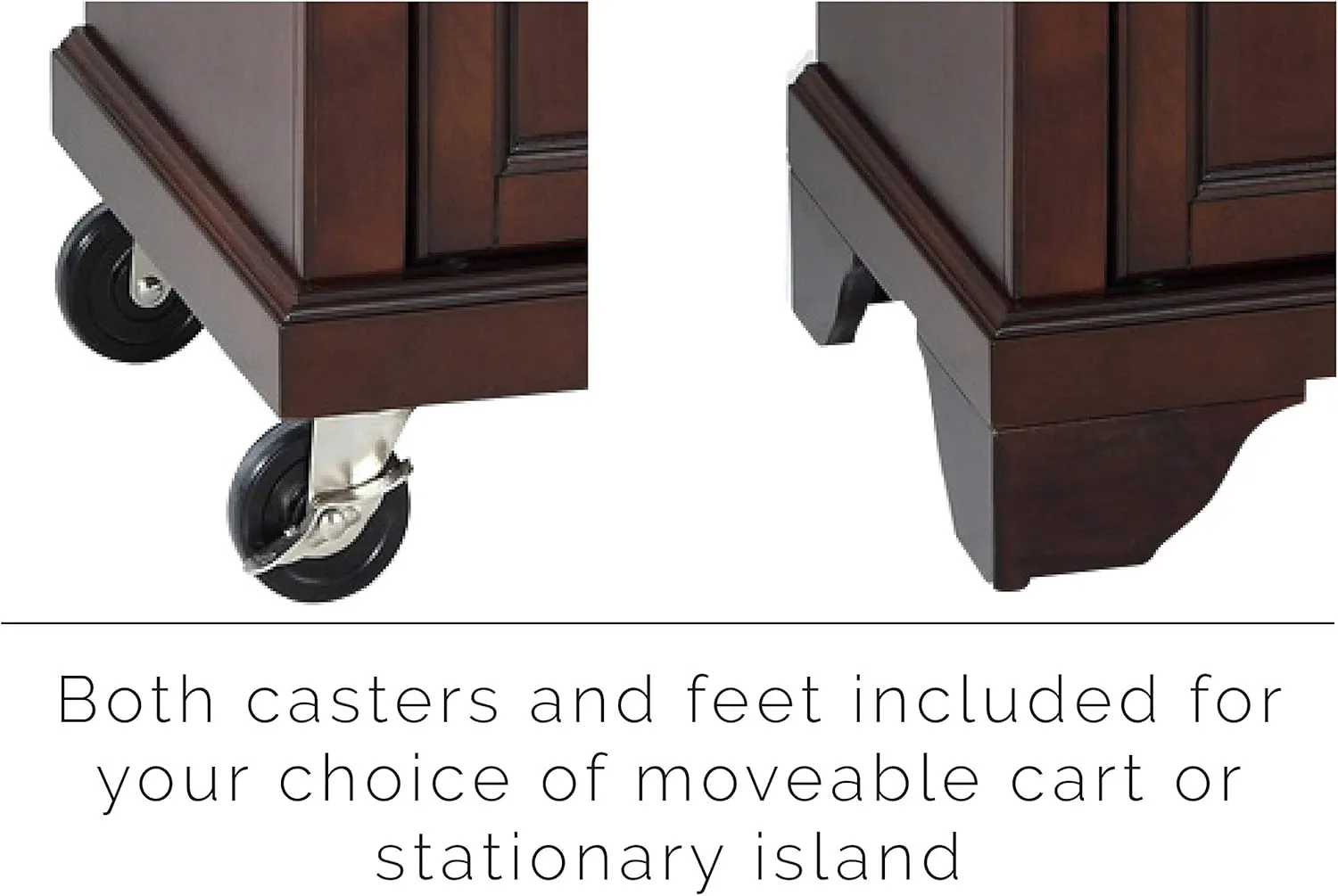 Crosley Furniture Lafayette Stone Top Small Portable Rolling Kitchen Island Storage Cart, Microwave Stand, Mahogany