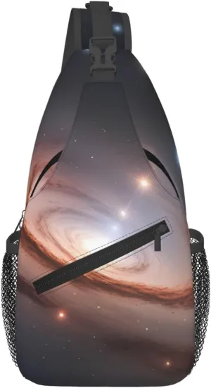 Cross Chest Bag Diagonally for Men and Women - Lightweight and Durable with High Storage Capacity Constellation Star Clusters Galaxies Pattern, Black, One Size