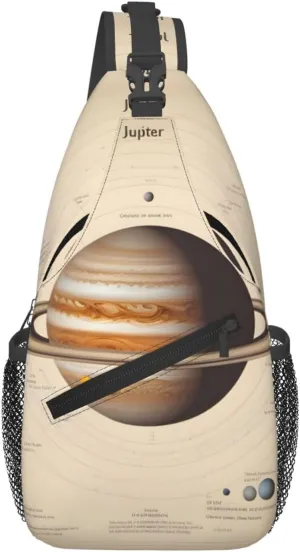 Cross Chest Bag Diagonally for Men and Women - Lightweight and Durable with High Storage Capacity Solar System Jupiter Pattern, Black, One Size