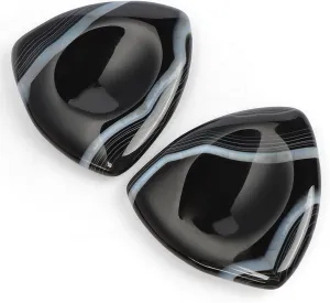 Crystal Thumb Worry Stone Black Banded Agate 1.6" Triangle Chakra Healing Reiki Pocket Palm Stones for Anxiety Stress Meditation, 2 Pieces