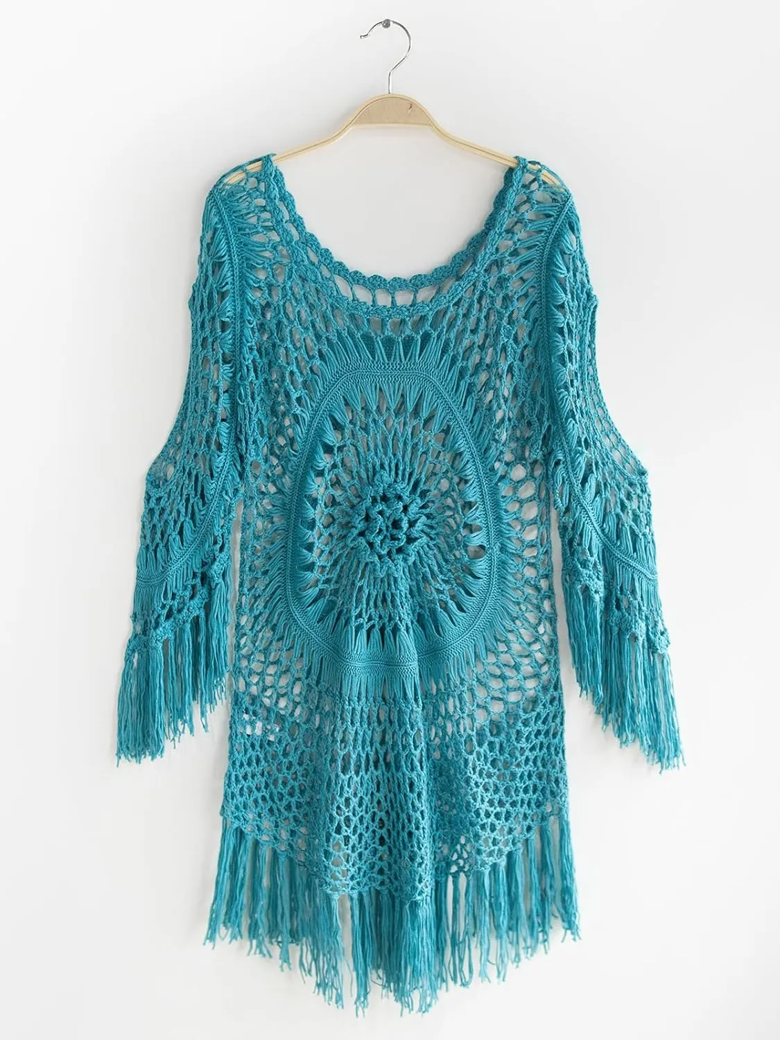 CUPSHE Women‘s Cover Up Crochet Poncho Swimsuit Tassel Dresses Hollow Out S-XXL 2025