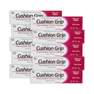 Cushion Grip Thermoplastic Denture Adhesive, 0.35 oz Travel Size (Pack of 10) | Refits and Tightens Loose Dentures On The Go | Non-Glue Adhesive, Acts Like a Soft Reliner
