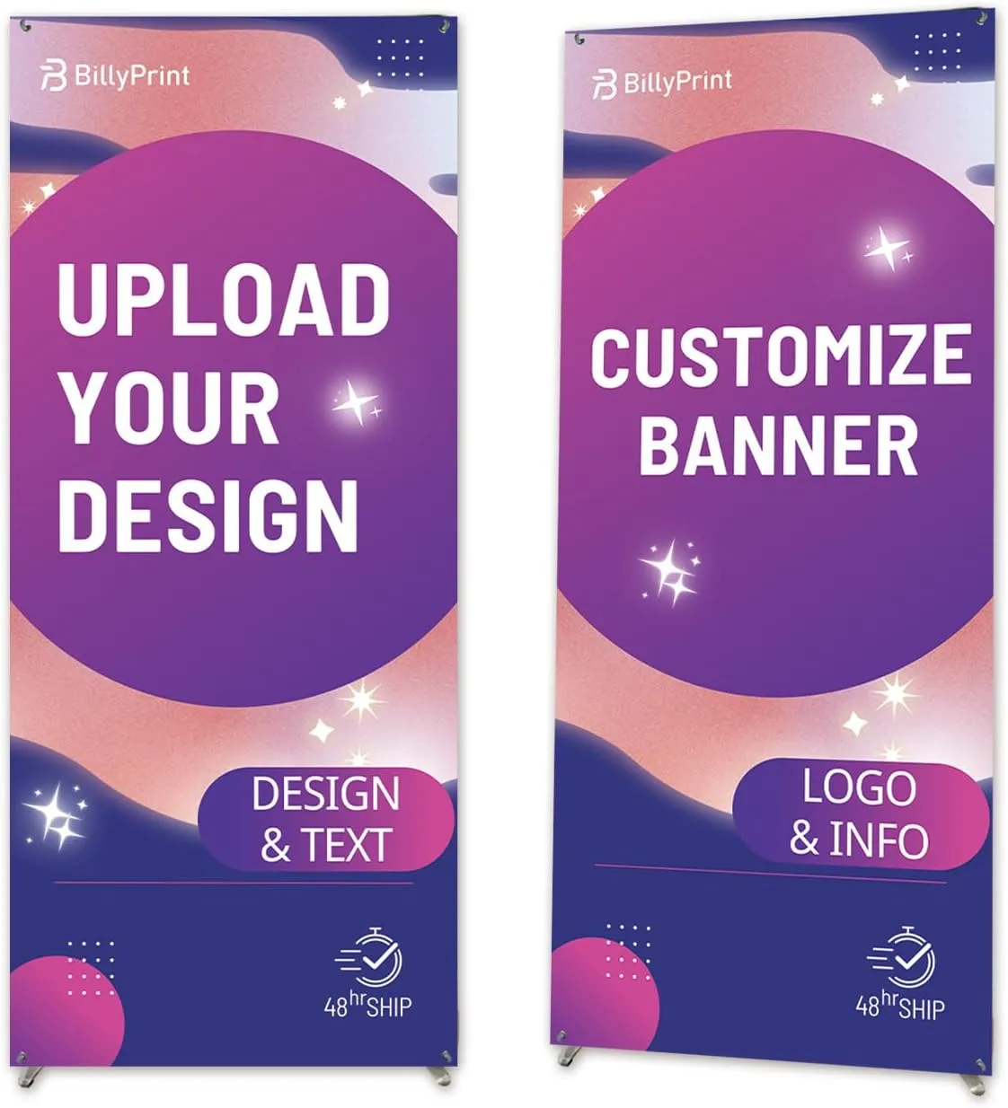 Custom Banner with X Stand (Adjustable 24" x 63") | Personalized X Banner Stand for Advertising, Stores, TradeShow, Restaurant, Event, Birthday & Party | Fast delivery | HD Print With Travel Bag - 1 unit