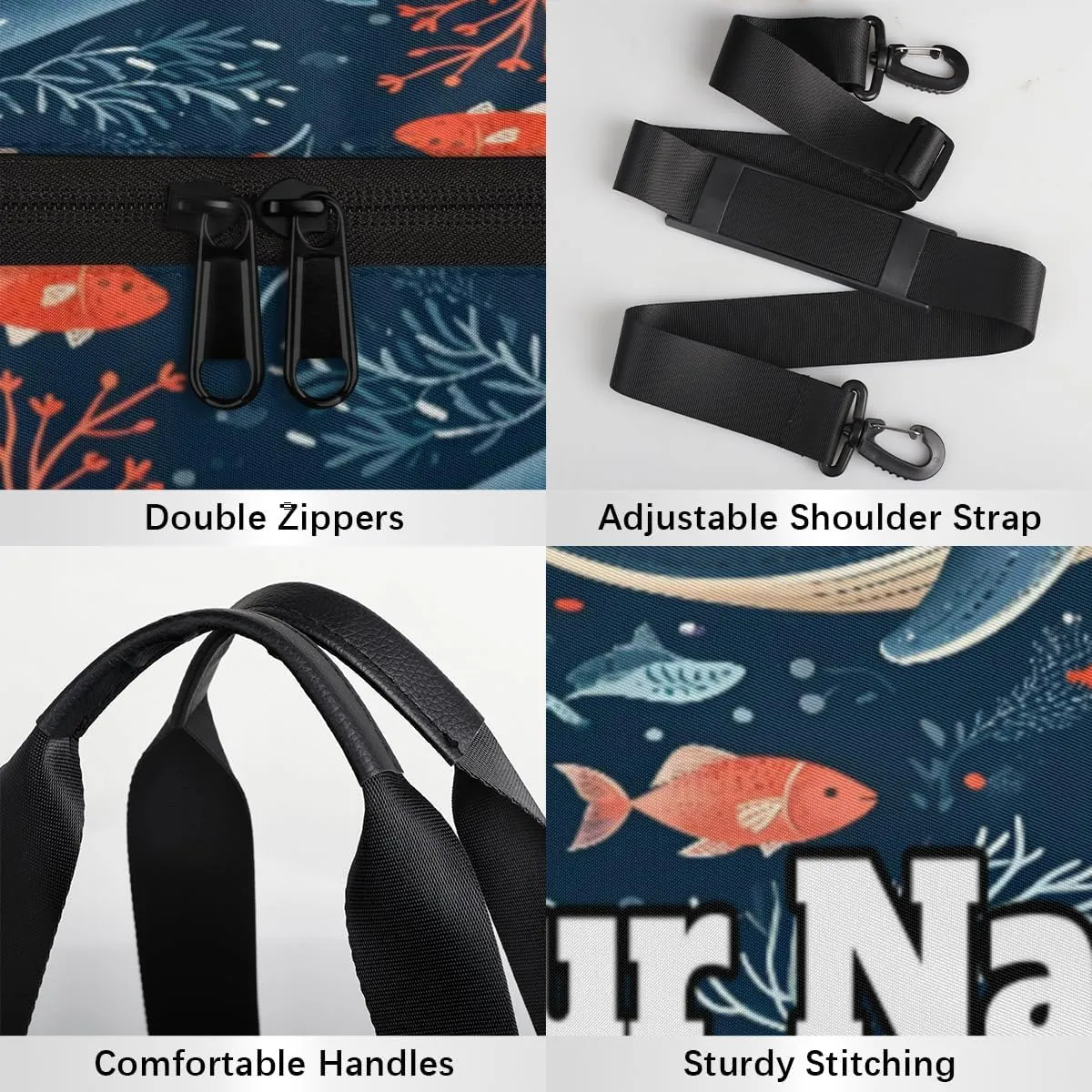 Custom Gym Bag for Women Men with Name, Personalized Sea Animals Duffel Bag for Sports, Waterproof Dance Bag, Lightweight Carryon Gym Bag, Killer Whale Orca