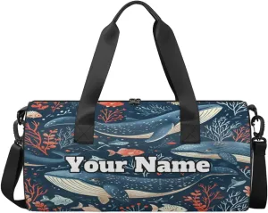 Custom Gym Bag for Women Men with Name, Personalized Sea Animals Duffel Bag for Sports, Waterproof Dance Bag, Lightweight Carryon Gym Bag, Killer Whale Orca