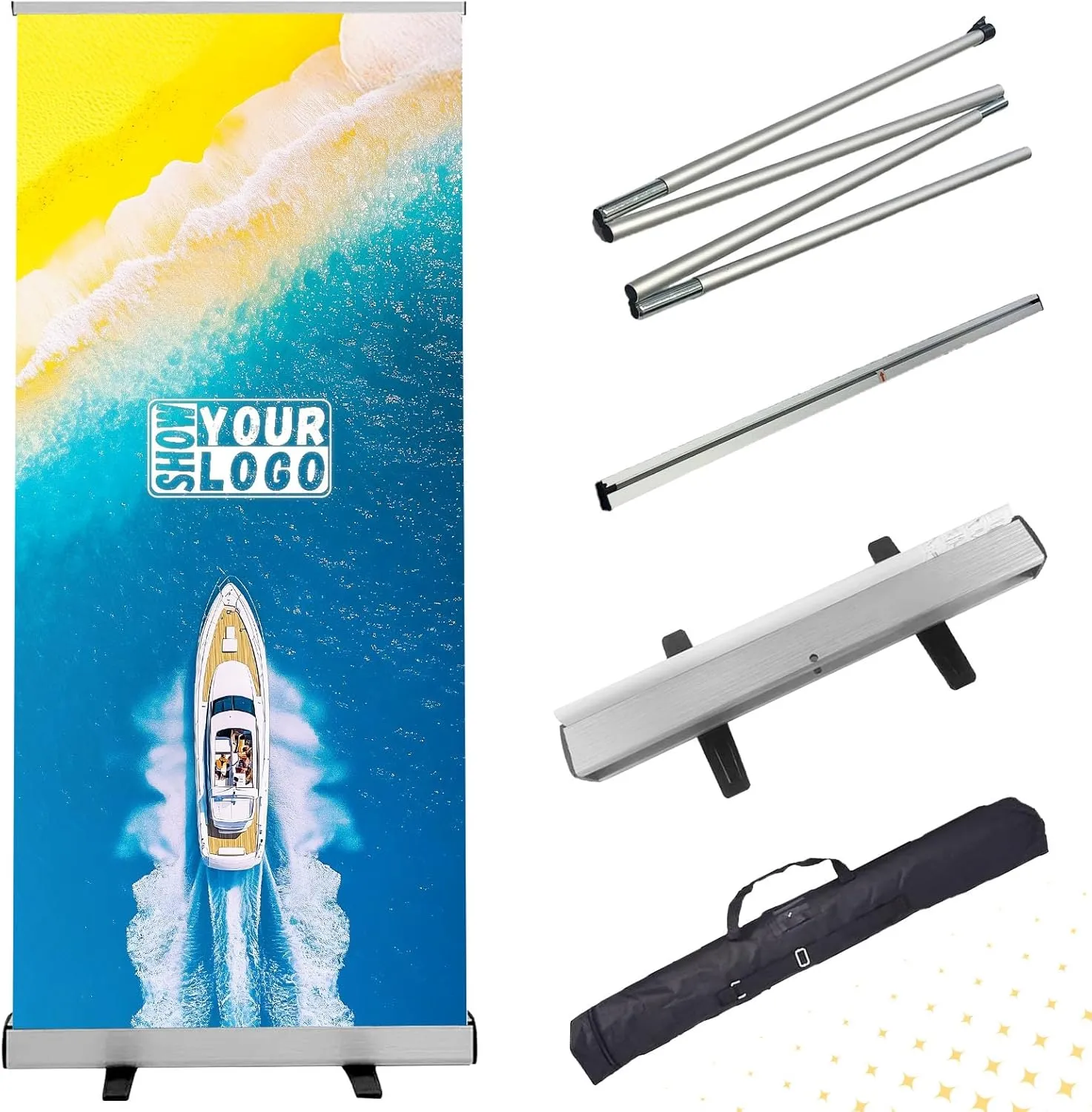 Custom Retractable Banner 33"x81", Premium Printed Banner with Aluminum Frame and Portable Packaging Set, Easy to Assemble Roll Up Banner for Business Events, Presentation, and Wedding