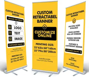 Custom Retractable Banner Stand with Carry Bag Portable & Durable Design for Indoor/Outdoor Event Anti-Base Quick Setup & Branding Solutions