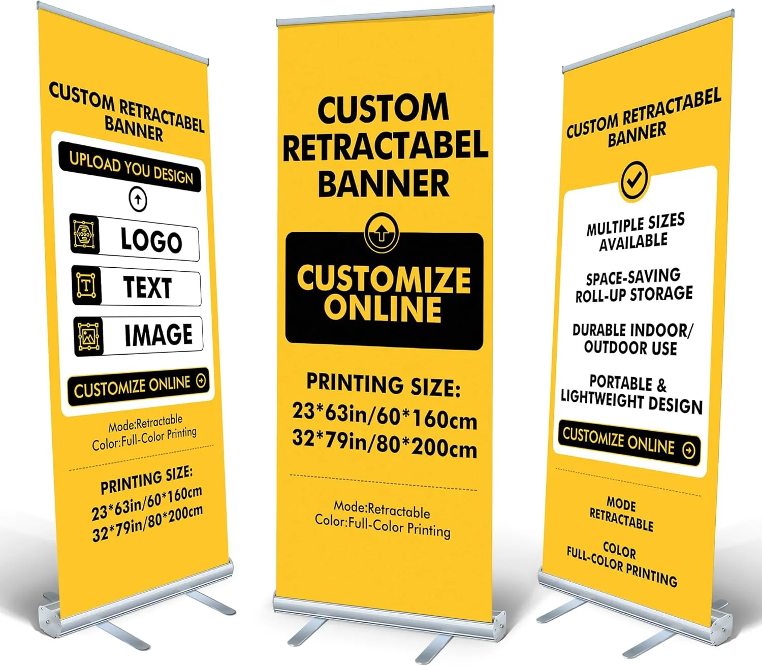 Custom Retractable Banner Stand with Carry Bag Portable & Durable Design for Indoor/Outdoor Event Anti-Base Quick Setup & Branding Solutions