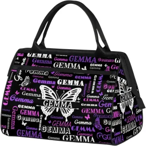 Custom Sport Duffel Bag with Name Butterfly Travel Overnight Bag for Women Men Waterproof Dance Ballet Bag Lightweight 15.2in, Black