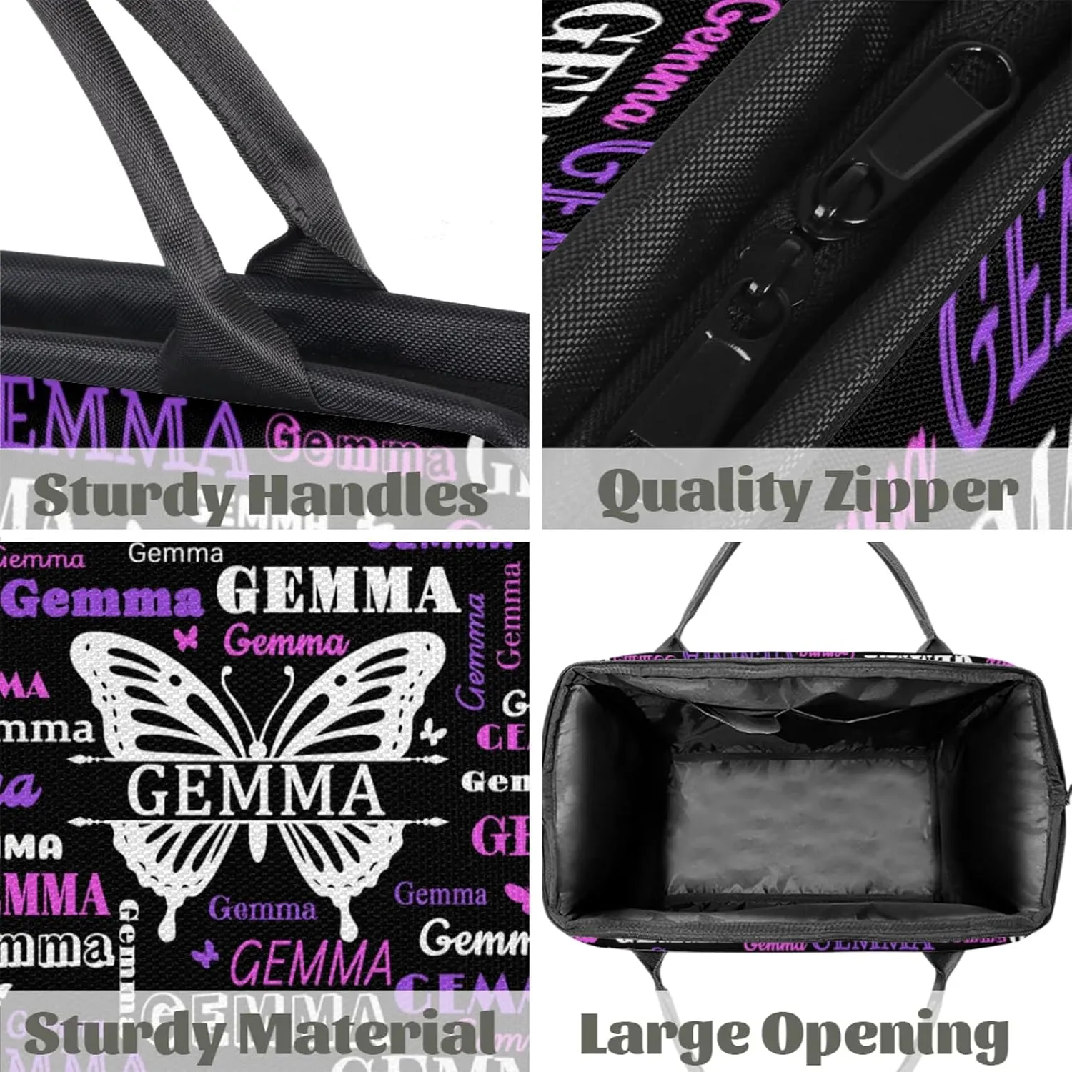 Custom Sport Duffel Bag with Name Butterfly Travel Overnight Bag for Women Men Waterproof Dance Ballet Bag Lightweight 15.2in, Black