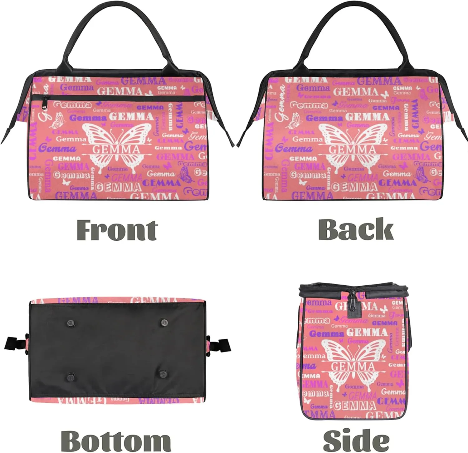 Custom Sport Duffel Bag with Name Butterfly Travel Overnight Bag for Women Men Waterproof Dance Ballet Bag Lightweight 15.2in, Jujube Red