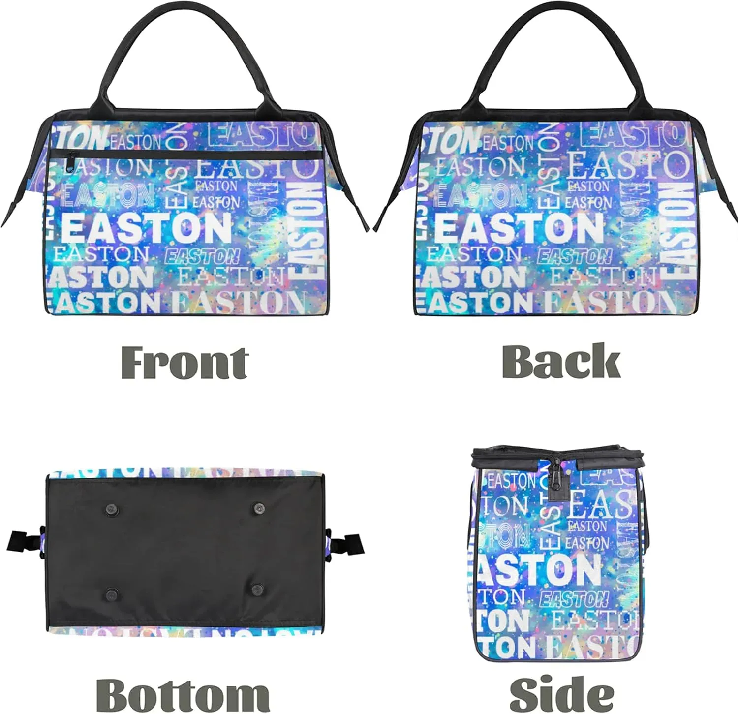 Custom Sport Gym Duffel Bag with Name Personalized Travel Overnight Bag Waterproof Customized Dance Bag Carry-On Tote 15.2in, Colorful Glitter