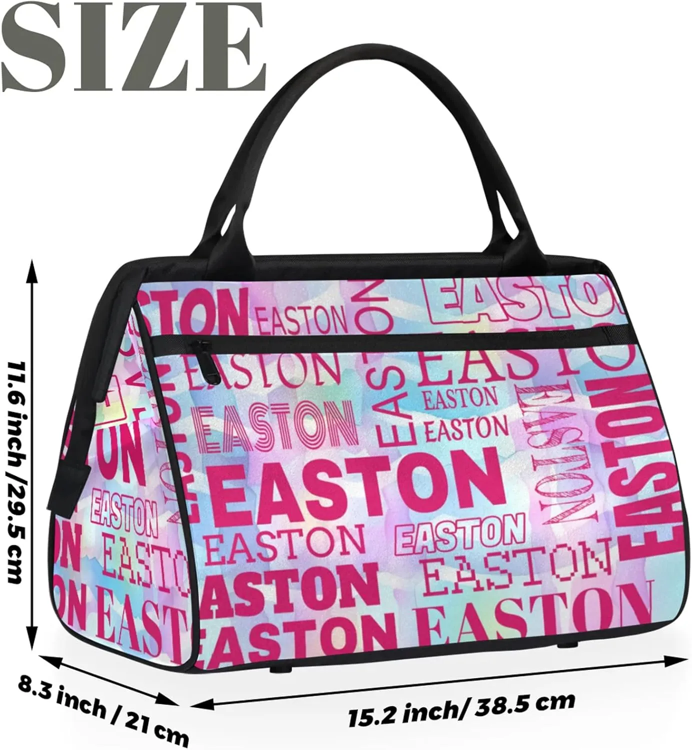 Custom Sport Gym Duffel Bag with Name Personalized Travel Overnight Bag Waterproof Customized Dance Bag Carry-On Tote 15.2in, Colorful Waves