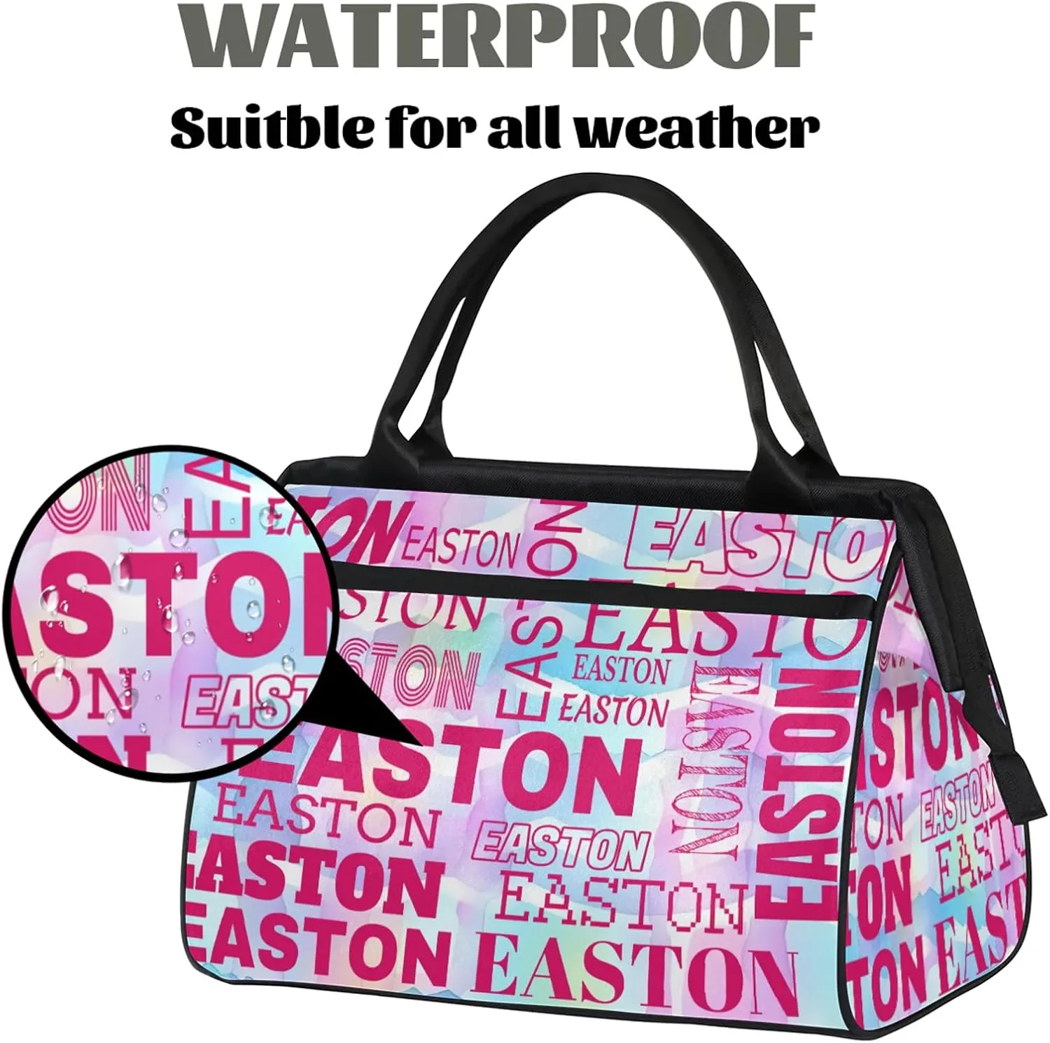 Custom Sport Gym Duffel Bag with Name Personalized Travel Overnight Bag Waterproof Customized Dance Bag Carry-On Tote 15.2in, Colorful Waves
