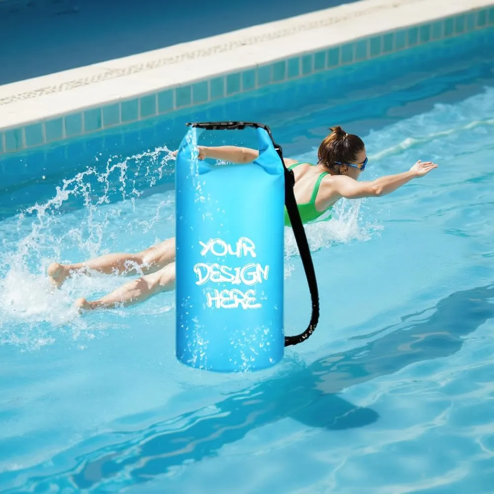 Custom Waterproof Dry Bags - Personalized 5L/10L/20L/30L Floating Lightweight Bags for Kayaking/Fishing/Camping, Customizable with Club Logo (Multiple Colors) (Checkered blue)