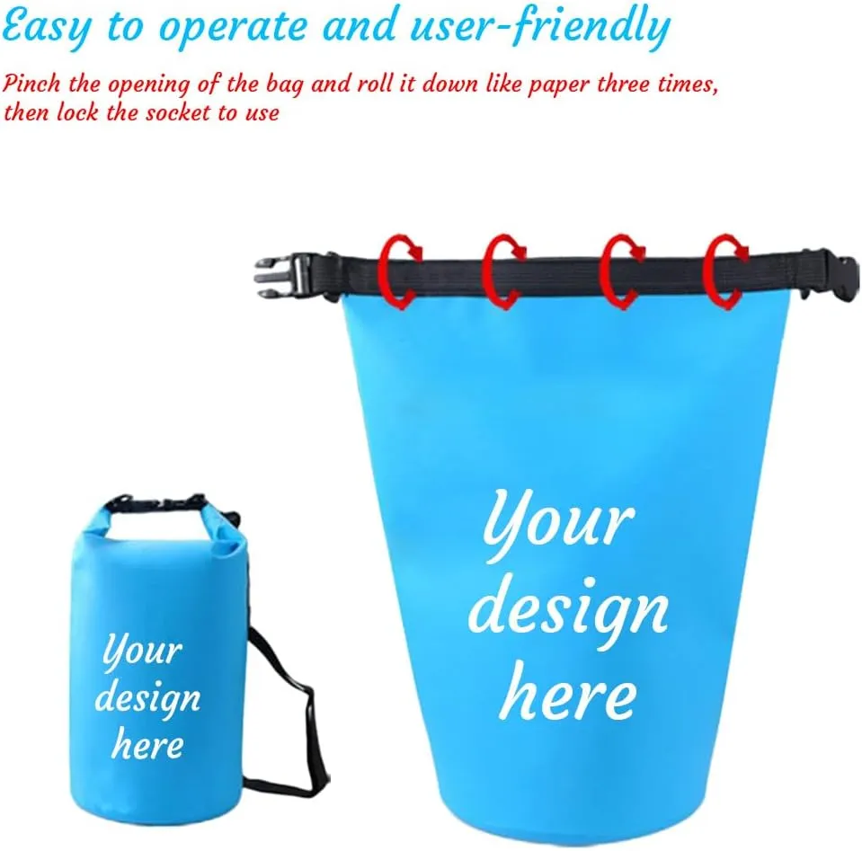 Custom Waterproof Dry Bags - Personalized 5L/10L/20L/30L Floating Lightweight Bags for Kayaking/Fishing/Camping, Customizable with Club Logo (Multiple Colors) (Checkered blue)