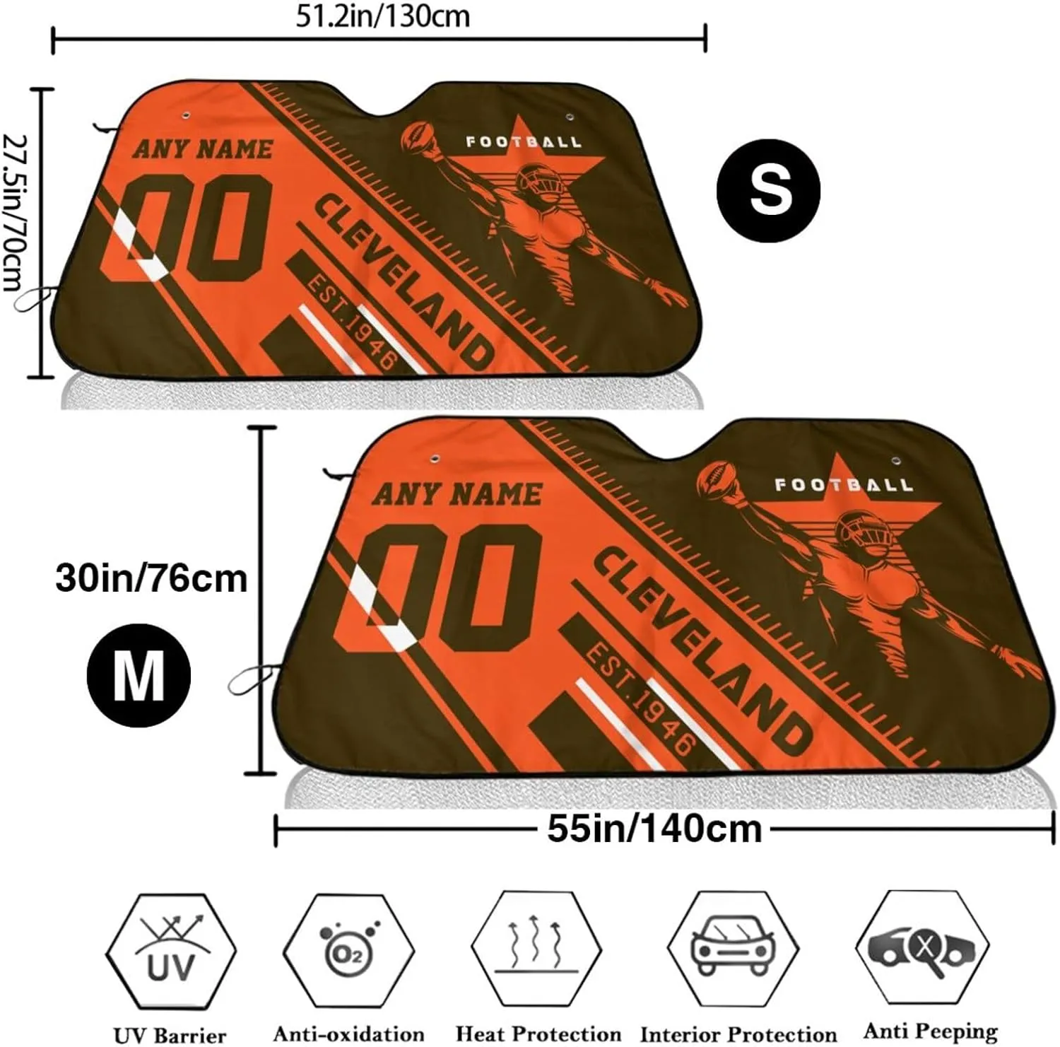 Custom Windshield Sun Auto Shade Personalized Name Number Keeps Your Vehicle Cool Blocks UV Rays Sun Visor Protector Gift for Fans