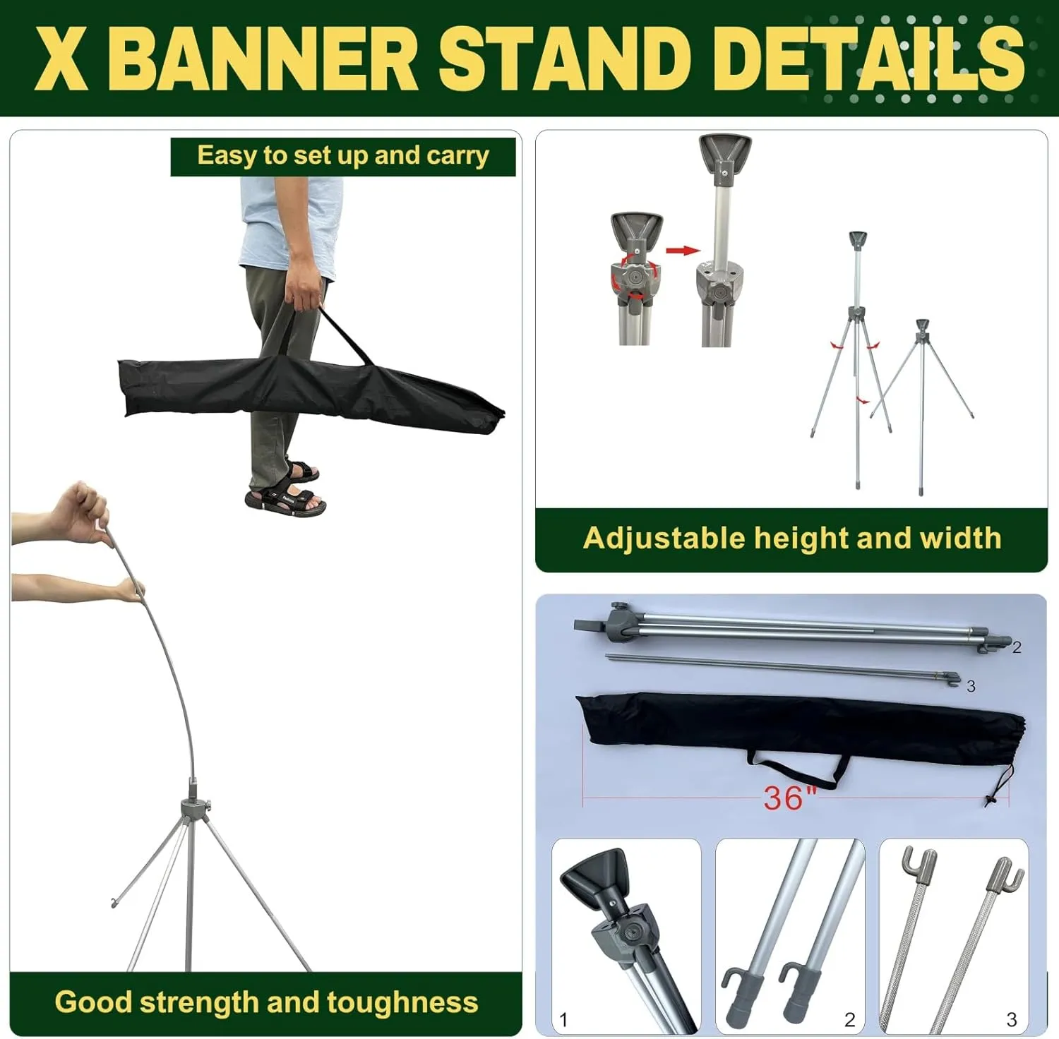 Custom X Banner 23" x 74" - Made in USA - Including Banner Printing and Adjustable Stand - Portable Personalized with Travel Bag for Advertising, Business, Events
