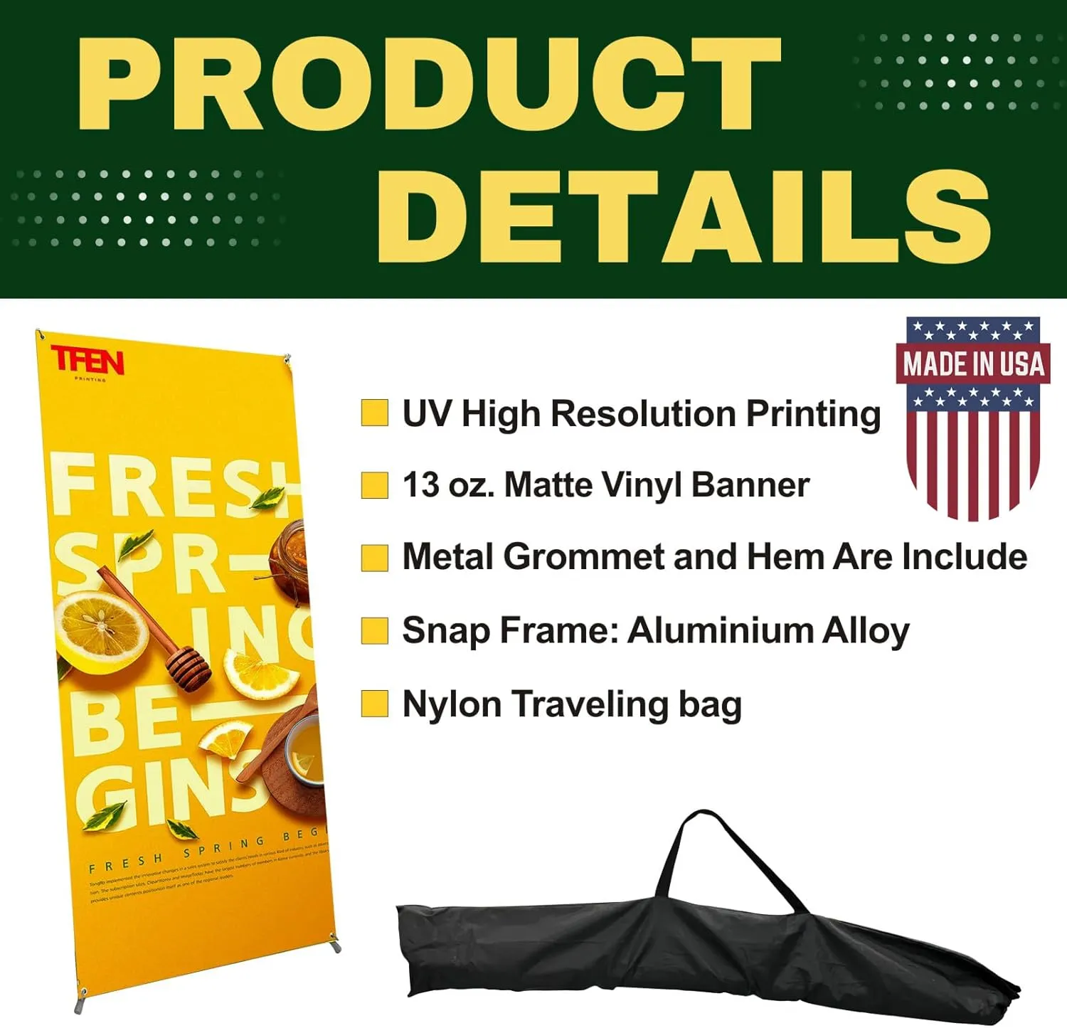 Custom X Banner 23" x 74" - Made in USA - Including Banner Printing and Adjustable Stand - Portable Personalized with Travel Bag for Advertising, Business, Events