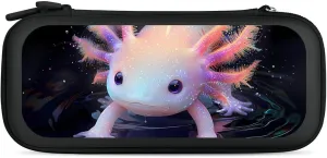 Cute Axolotl and Shadow Hard Shell Travel Case with Rope 15 Game Card Pockets Compatible with Switch Protective