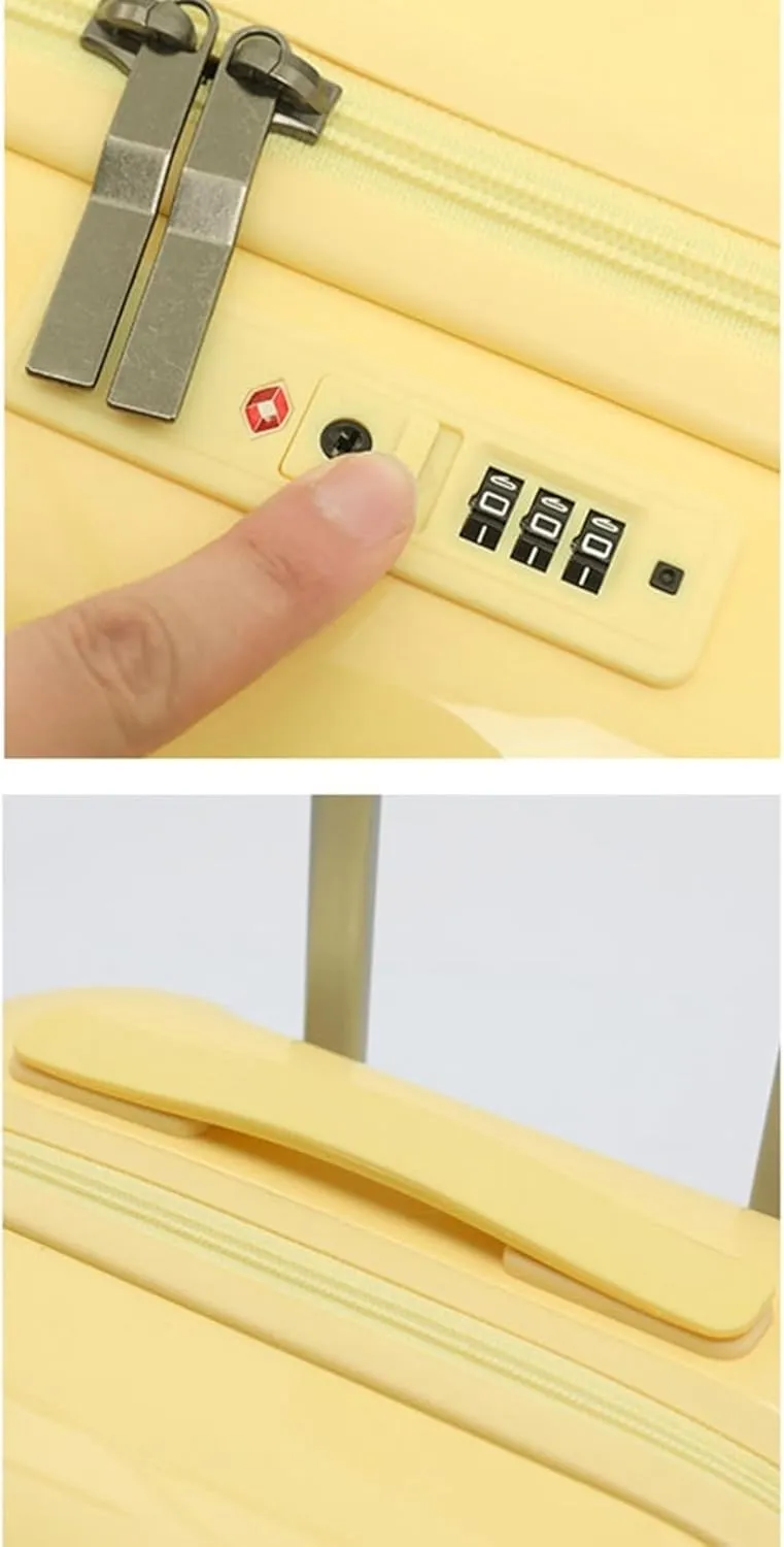 Cute Cup Holder with USB Charging Port - Impact-Resistant, Anti-Theft, Waterproof Carrying Bag - Silent Multi-Stage Trolley with 360-Degree Rotation(Yellow)