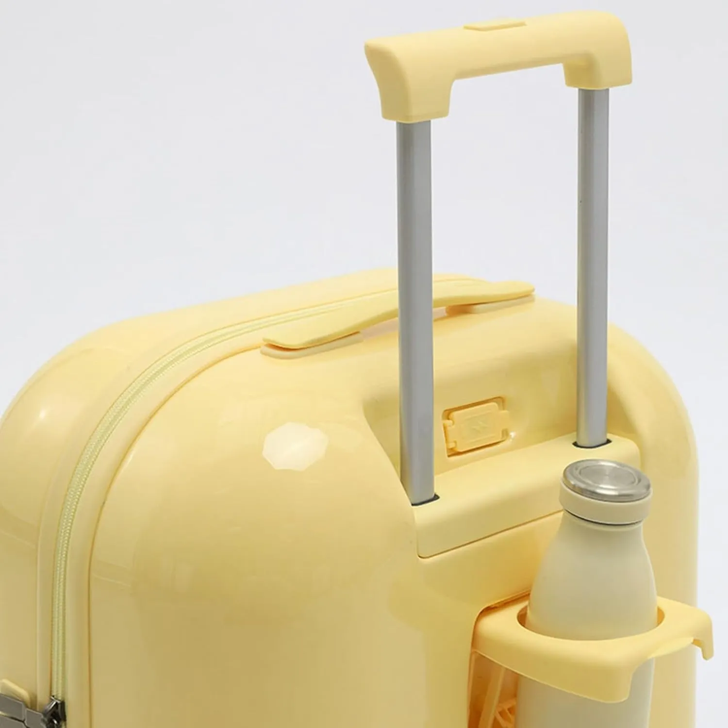 Cute Cup Holder with USB Charging Port - Impact-Resistant, Anti-Theft, Waterproof Carrying Bag - Silent Multi-Stage Trolley with 360-Degree Rotation(Yellow)