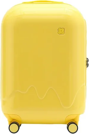 Cute Cup Holder with USB Charging Port - Impact-Resistant, Anti-Theft, Waterproof Carrying Bag - Silent Multi-Stage Trolley with 360-Degree Rotation(Yellow)