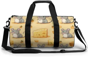 Cute Mice And Cheese Novelty Large Duffel Bag Lightweight Gym Bag Travel Tote Bags