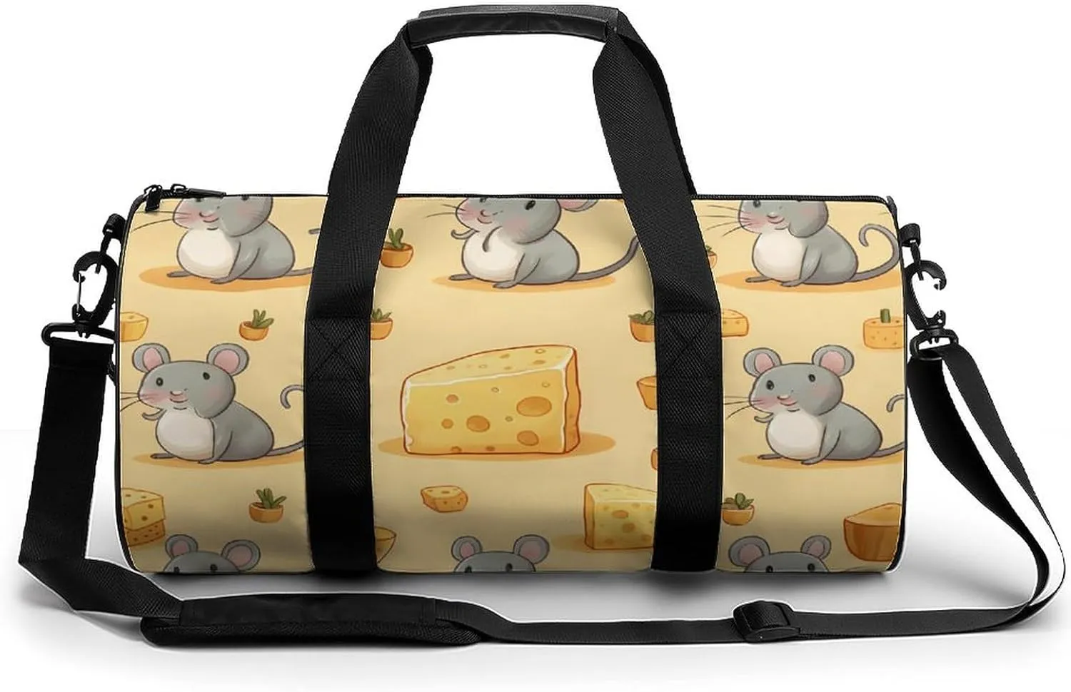 Cute Mice And Cheese Novelty Large Duffel Bag Lightweight Gym Bag Travel Tote Bags