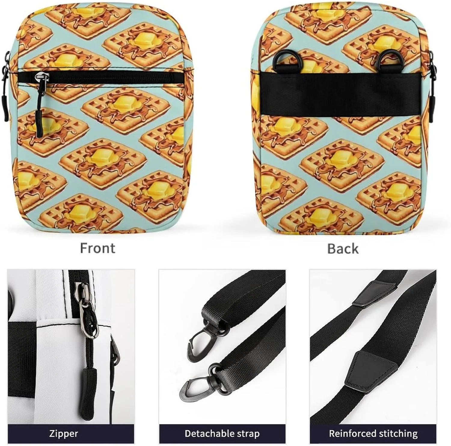 Cute Waffle Pattern Crossbody Bag Small Shoulder Bag Waterproof, Lightweight And Convenient