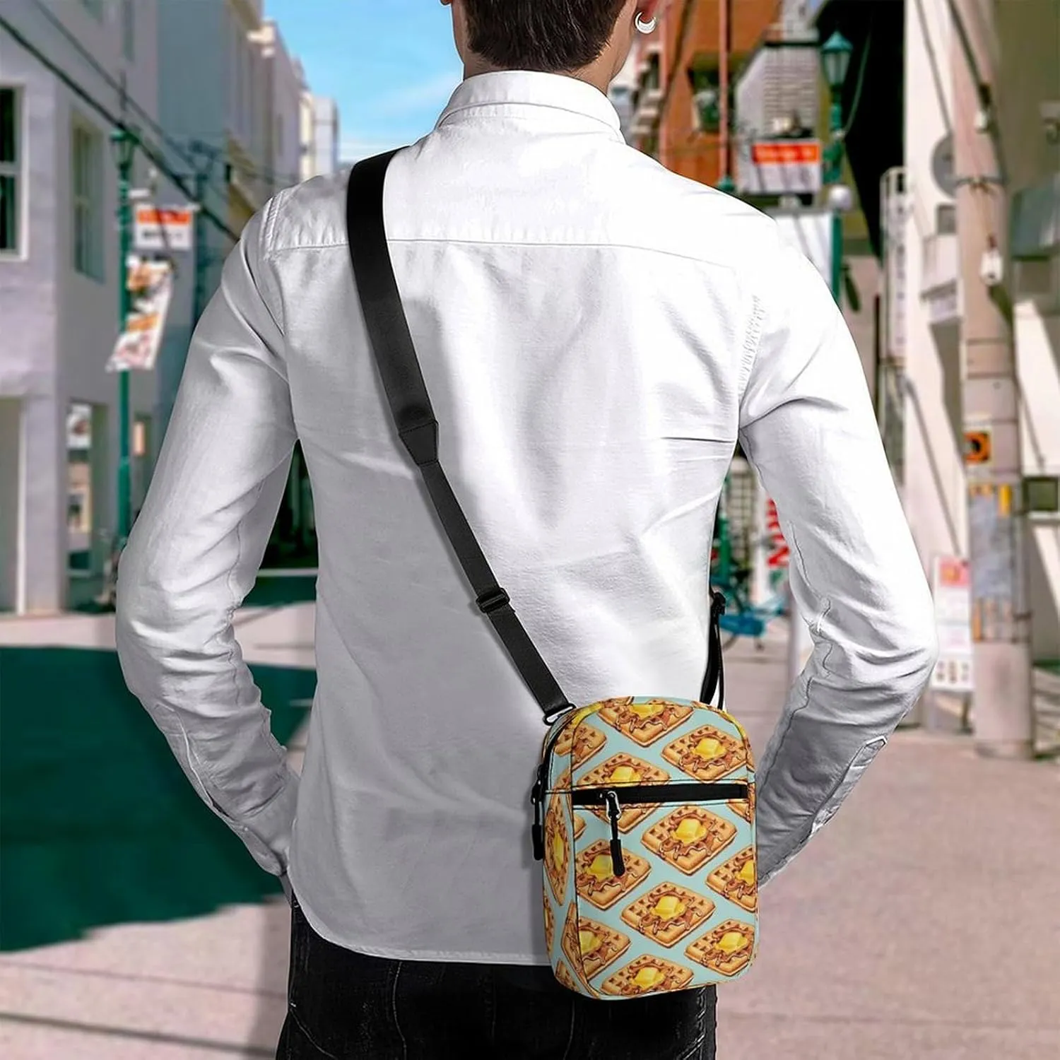 Cute Waffle Pattern Crossbody Bag Small Shoulder Bag Waterproof, Lightweight And Convenient