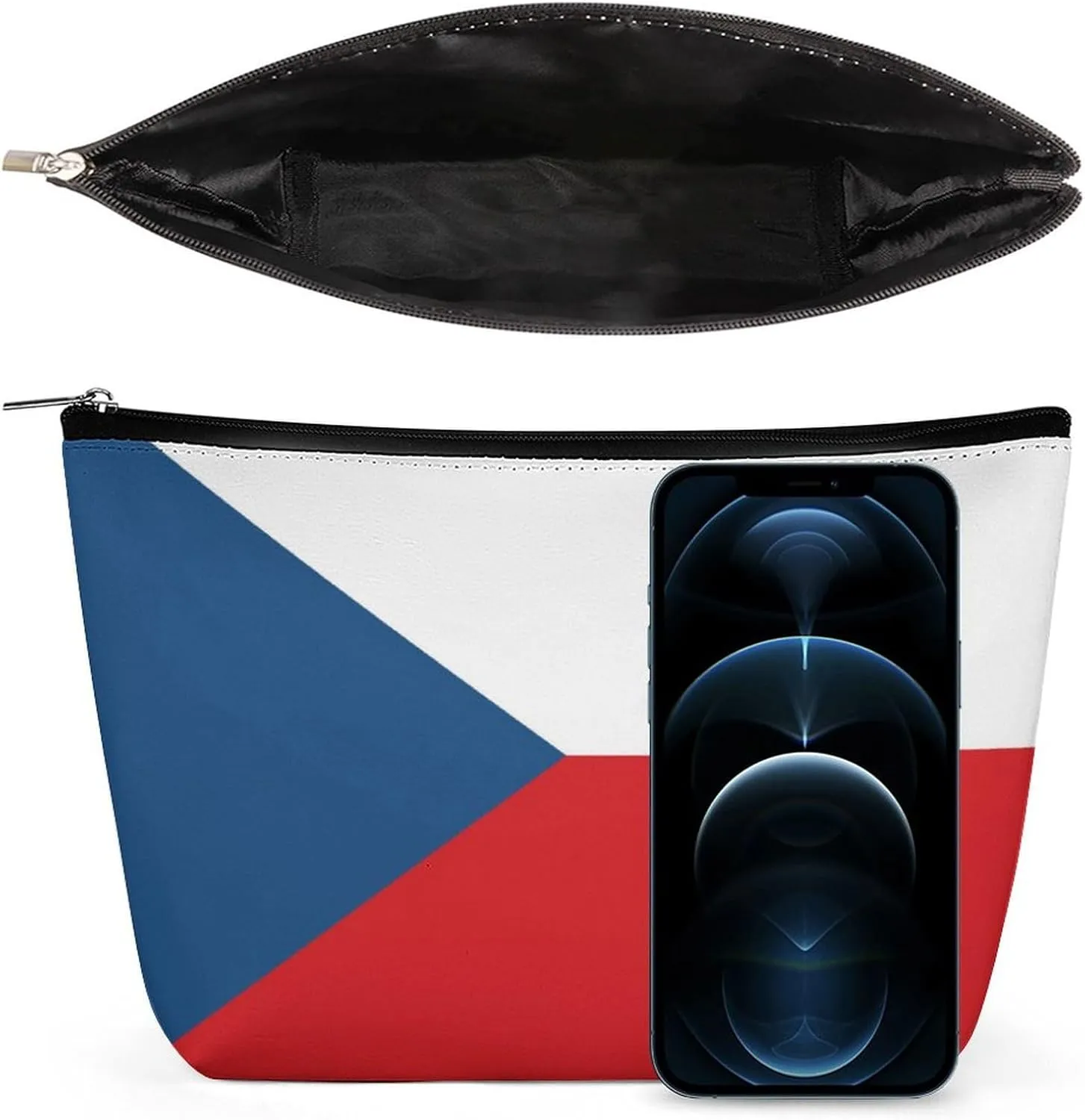 Czech Flag Travel Makeup Bag Lightweight Organizer Cosmetic Pouch for Women