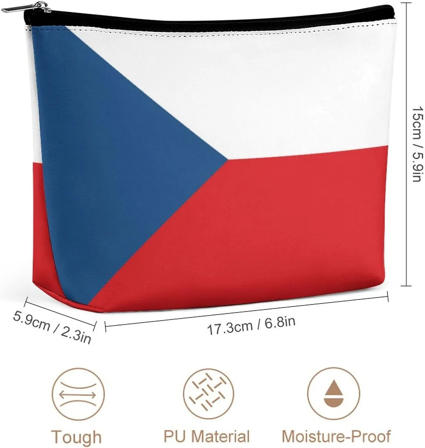 Czech Flag Travel Makeup Bag Lightweight Organizer Cosmetic Pouch for Women