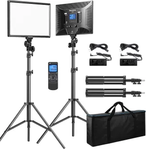 D50 LED Video Light Panel Lights 15.4", 2 Packs 45W 3000K-8000K Bi-Color Dimmable Photography Lighting, CRI 96  Videography Lighting for Video Shooting/Gaming/Live Stream/Studio/Film