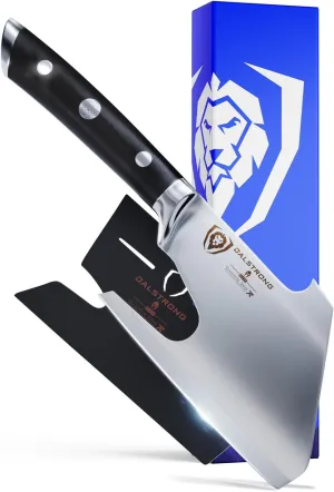 Dalstrong Meat Cleaver Knife Axe - 5"- Gladiator Series- High Carbon Steel-Black Handle - Heavy Duty Giftable BBQ Hatchet - Razor Sharp Kitchen Knife-Sheath Chef Knife-NSF Certified
