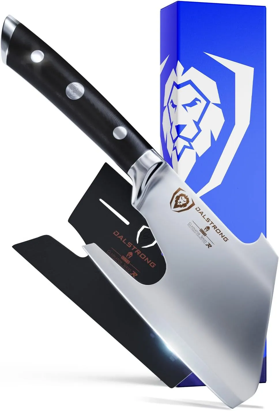 Dalstrong Meat Cleaver Knife Axe - 5"- Gladiator Series- High Carbon Steel-Black Handle - Heavy Duty Giftable BBQ Hatchet - Razor Sharp Kitchen Knife-Sheath Chef Knife-NSF Certified