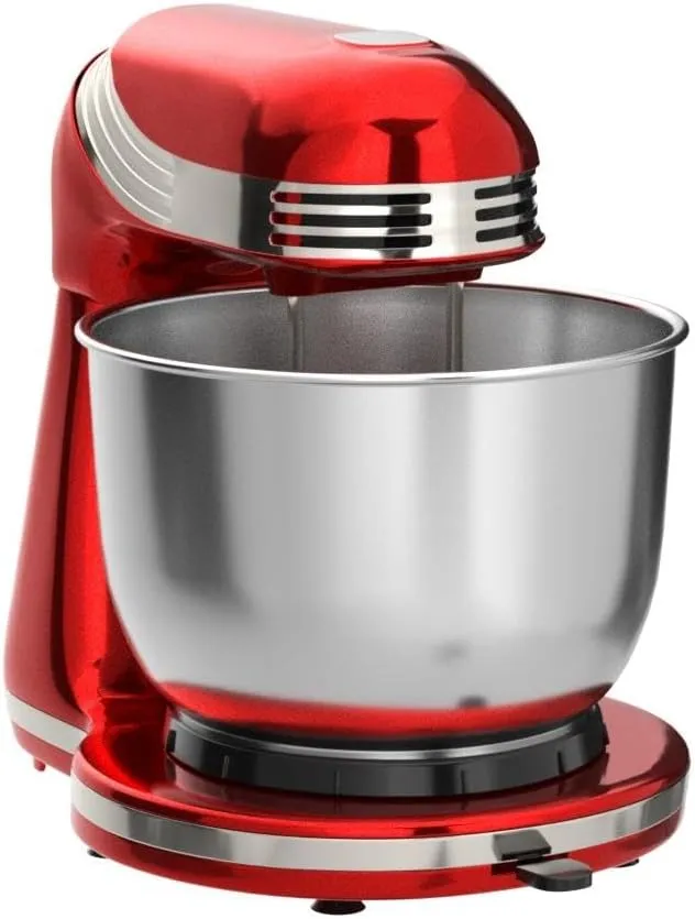DASH Stand Mixer (Electric Mixer for Everyday Use): 6 Speed Stand Mixer with 3 qt Stainless Steel Mixing Bowl, Dough Hooks & Mixer Beaters for Dressings, Frosting, Meringues & More - Red, DCSM250RD