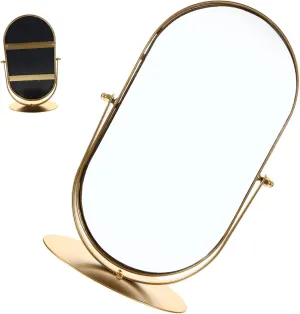 DECHOUS Vintage Makeup Mirror Metal Desk Mirror Stand for Vanity Bedroom Living Room