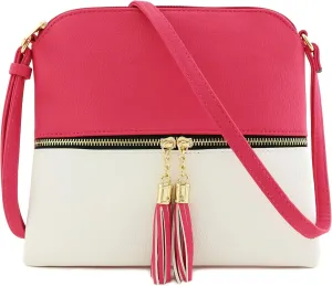 DELUXITY Lightweight Medium Crossbody Bag with Tassel