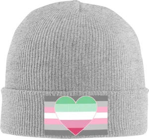 Demigirl Abro-Pride Flag LGBTQ Cozy Knitted Hat for Winter - Warm Comfort Black