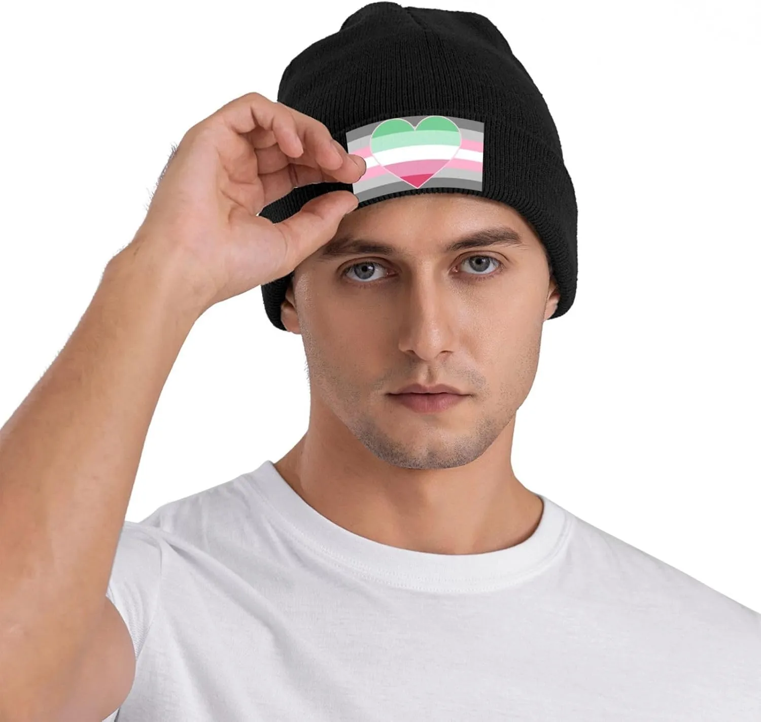 Demigirl Abro-Pride Flag LGBTQ Cozy Knitted Hat for Winter - Warm Comfort Black